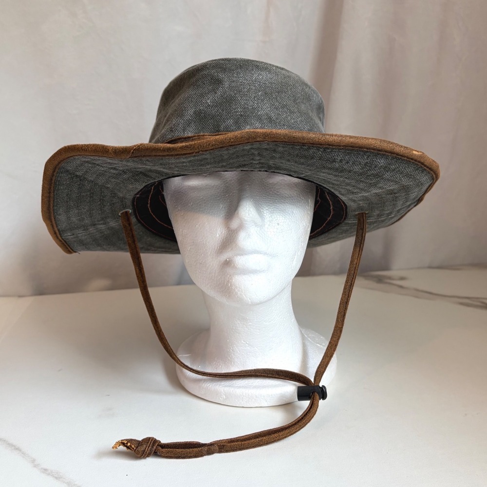 Magellan Outdoors Mens Grey Washed Canvas Boonie Sun Hat L/XL Adjustable Strap